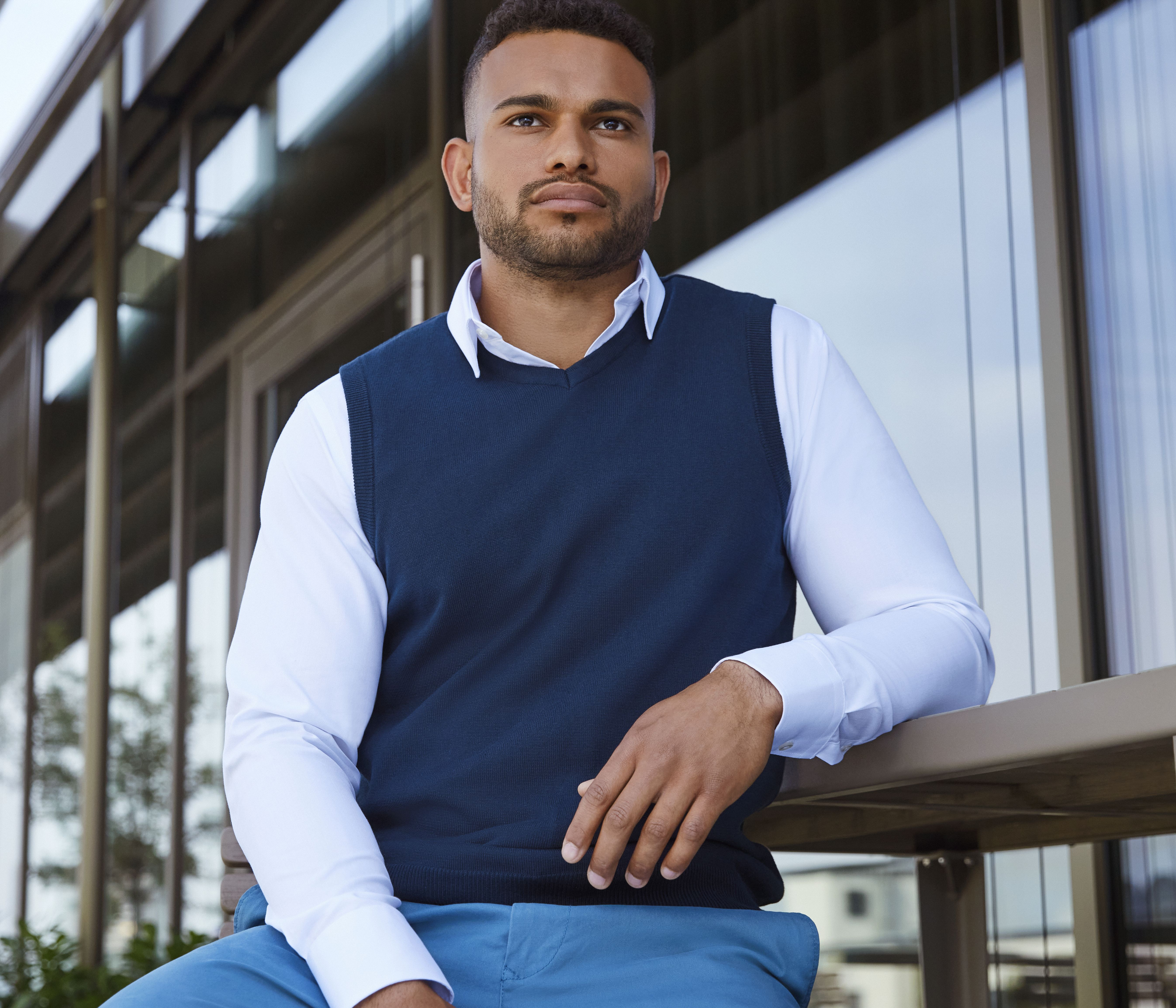 MEN'S LONG SLEEVE TAILORED HERRINGBONE SHIRT