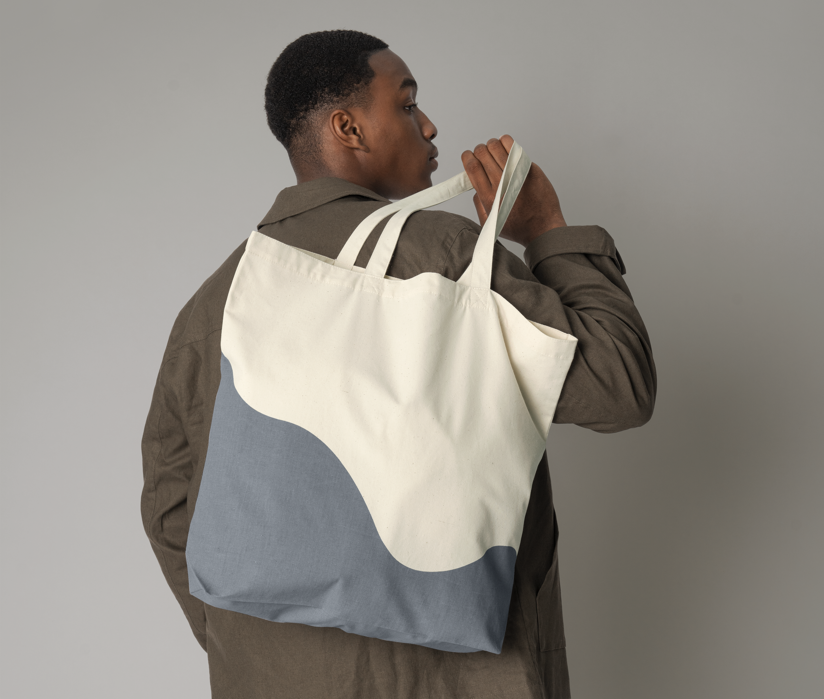 ORGANIC COTTON WAVE PRINT MAXI TOTE