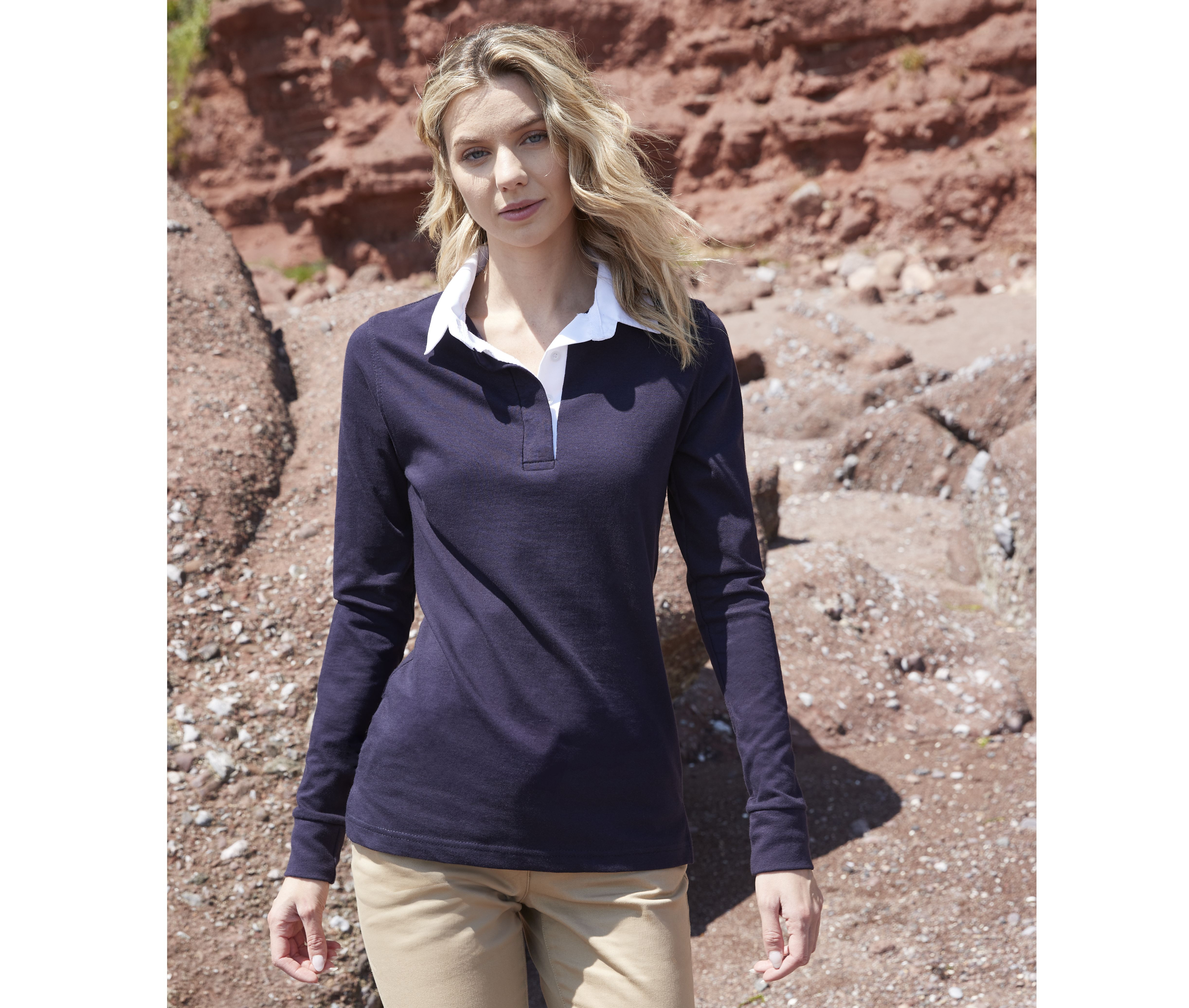 LADIE'S LONG SLEEVED PLAIN RUGBY SHIRT