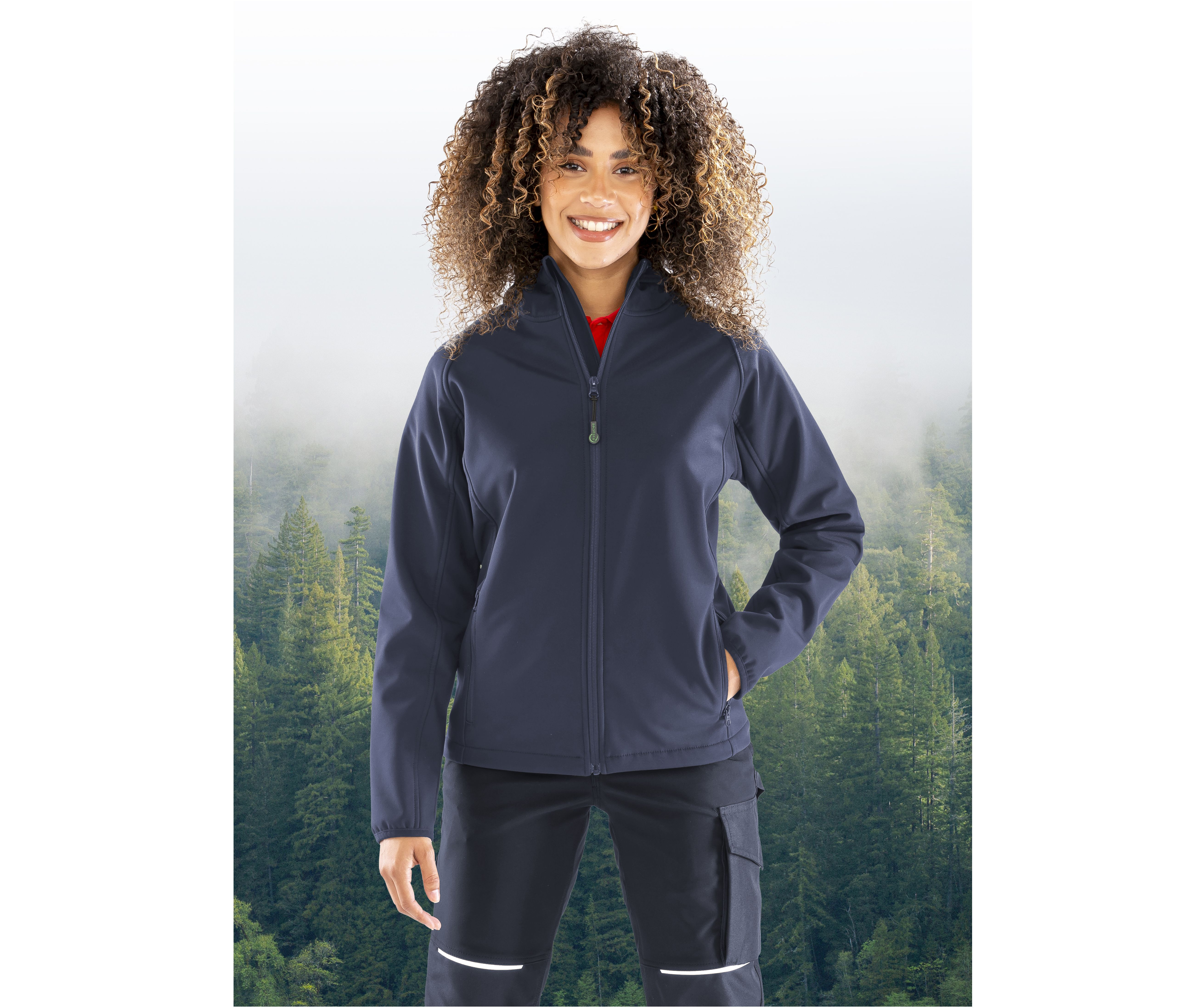 RECYCLED 3-LAYER PRINTABLE WOMENS HOODED SOFTSHELL